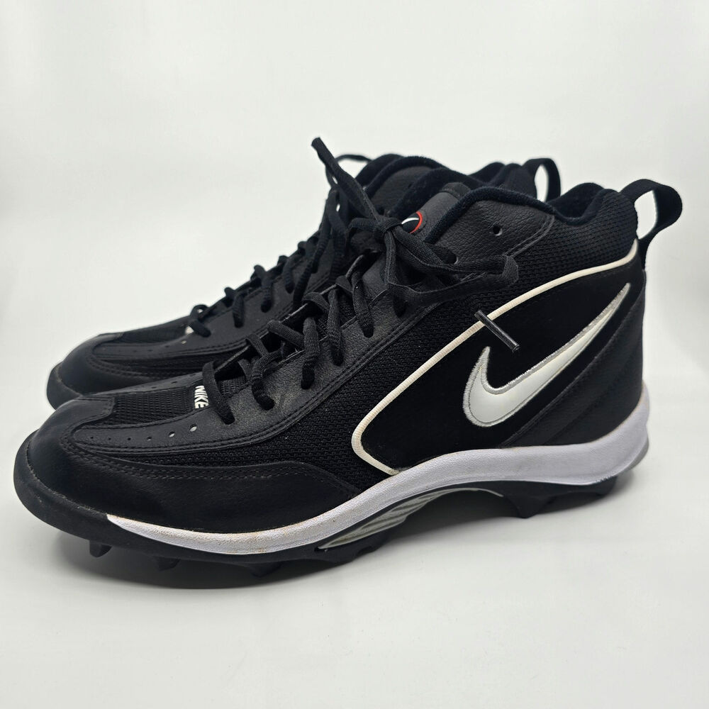 Nike Black White Land Shark Football Cleats Sneakers Mens Size US 10 UK 9 EU 44